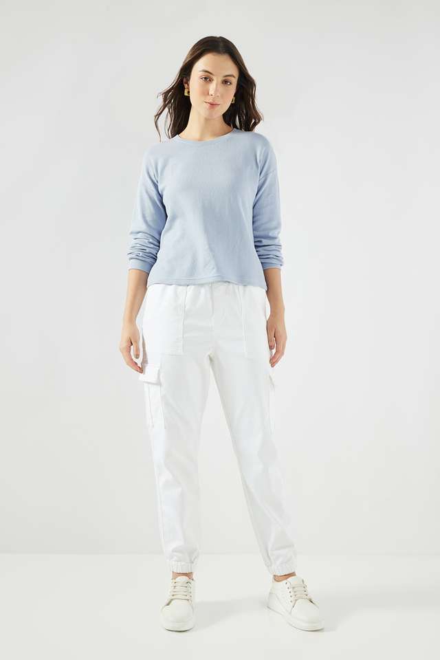 Solid-Cotton-Round-Neck-Women-s-T-Shirt