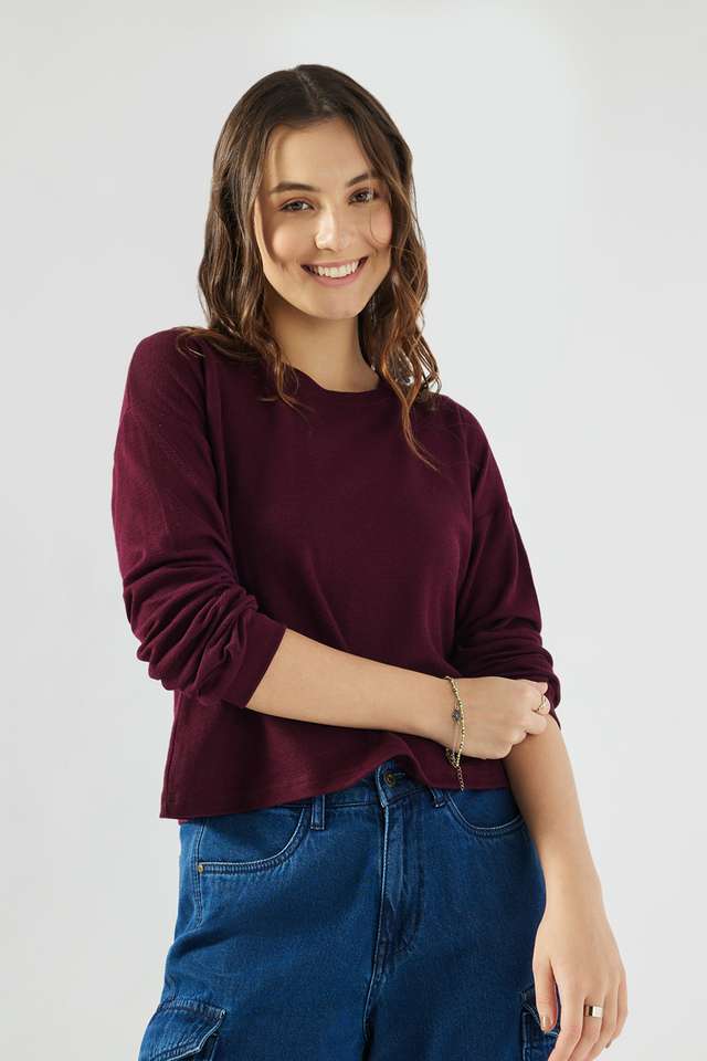 Solid-Cotton-Round-Neck-Women-s-T-Shirt