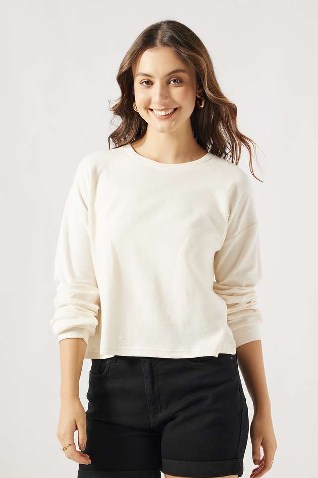 Solid-Cotton-Round-Neck-Women-s-T-Shirt