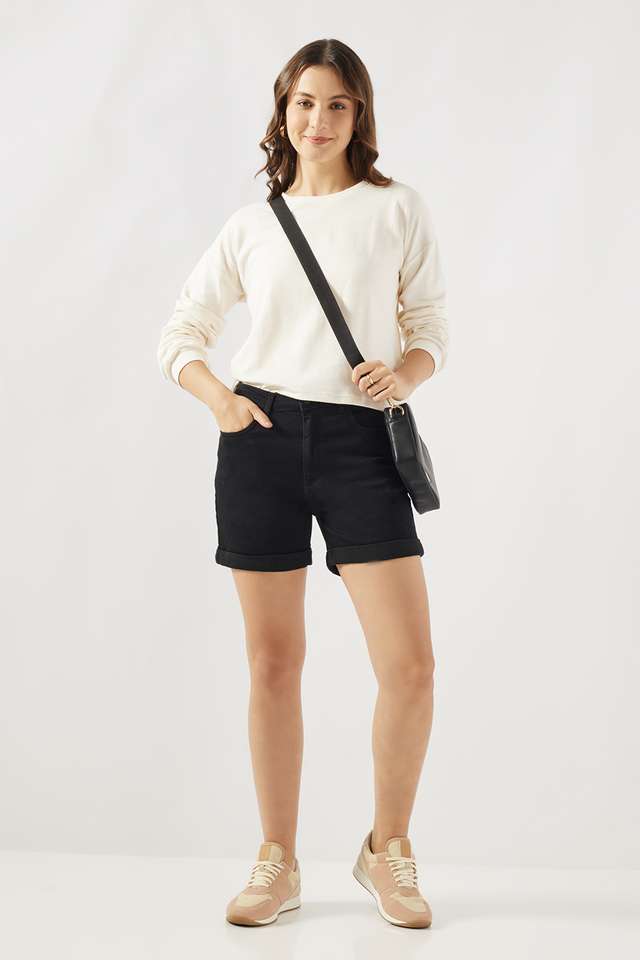 Solid-Cotton-Round-Neck-Women-s-T-Shirt