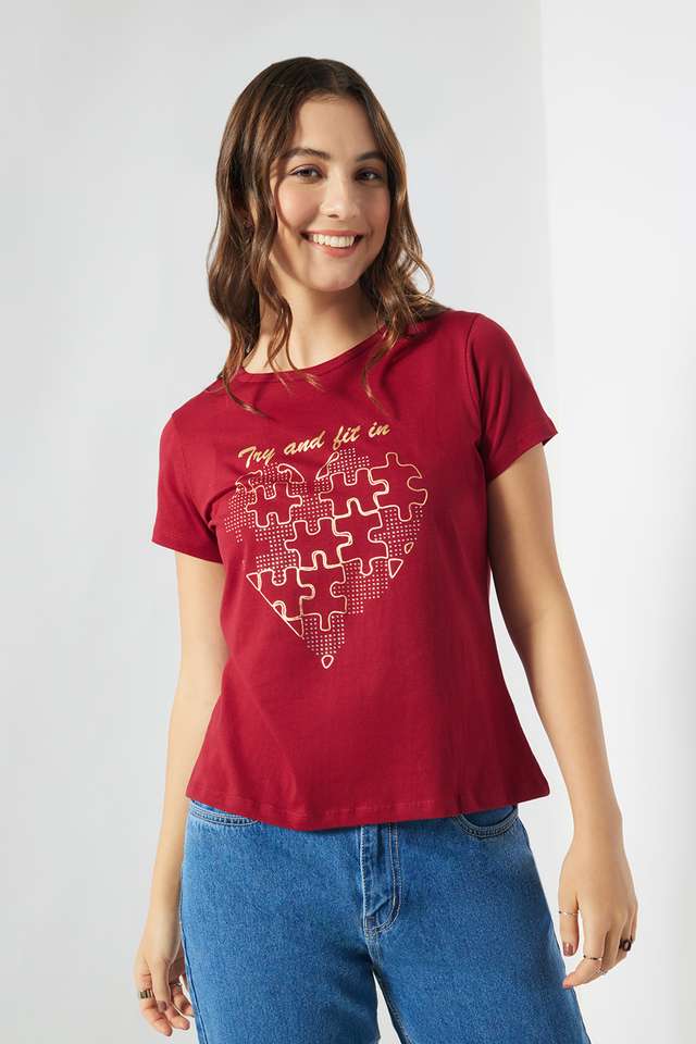 life Graphic Print Cotton Round Neck Women T-Shirt-picture-21