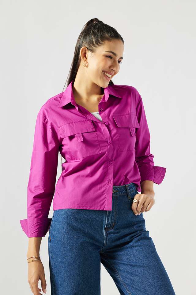 Solid-Cotton-Regular-Fit-Women-s-Shirt