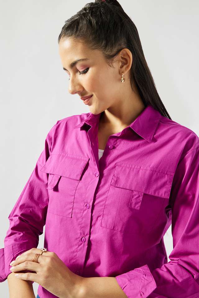Solid-Cotton-Regular-Fit-Women-s-Shirt