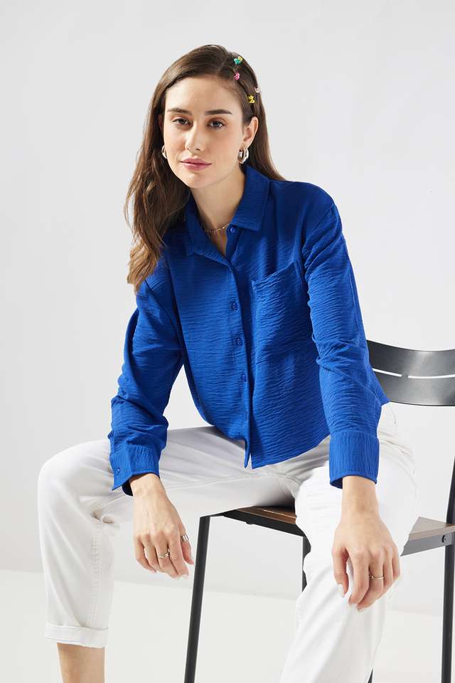 Solid-Blended-Fabric-Regular-Fit-Women-s-Shirt