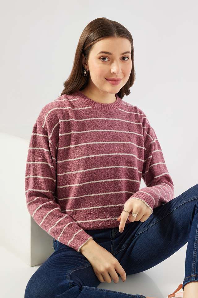 Stripes-Round-Neck-Acrylic-Women-Sweater