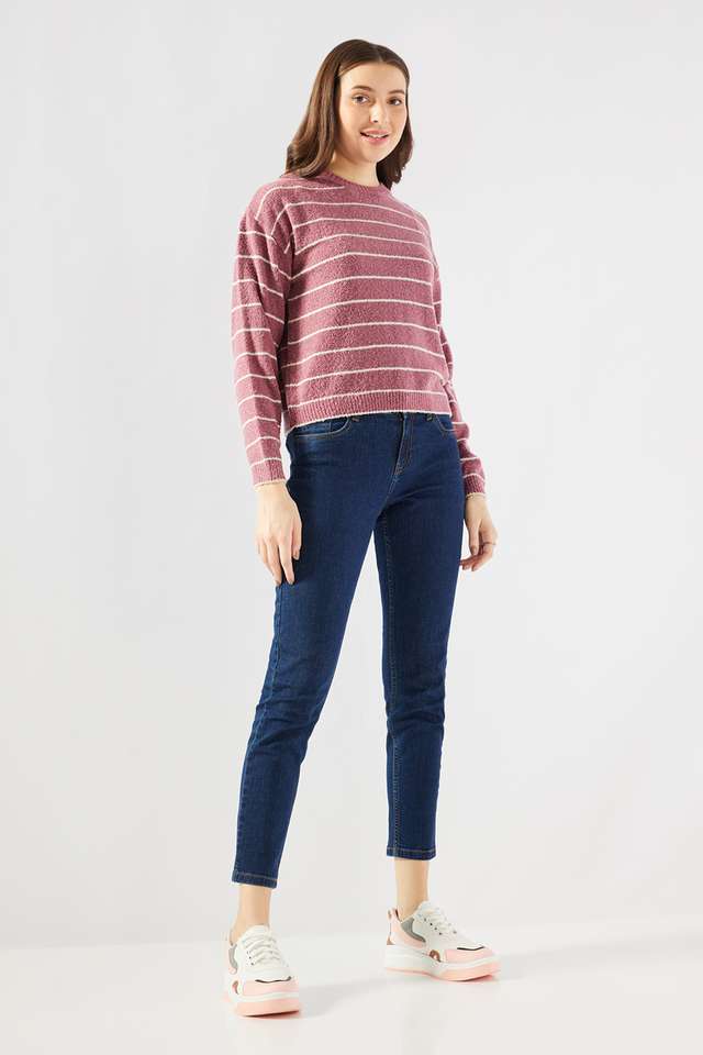 Stripes-Round-Neck-Acrylic-Women-Sweater