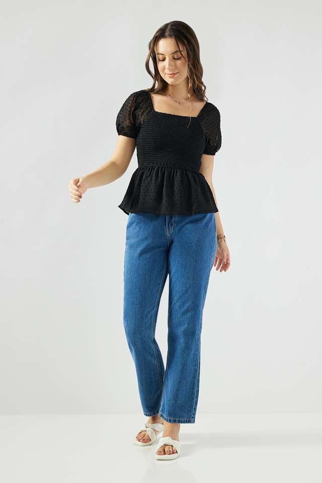 Solid-Chiffon-Square-Neck-Women-s-Top