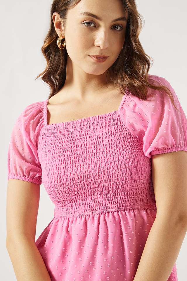 Solid-Chiffon-Square-Neck-Women-s-Top