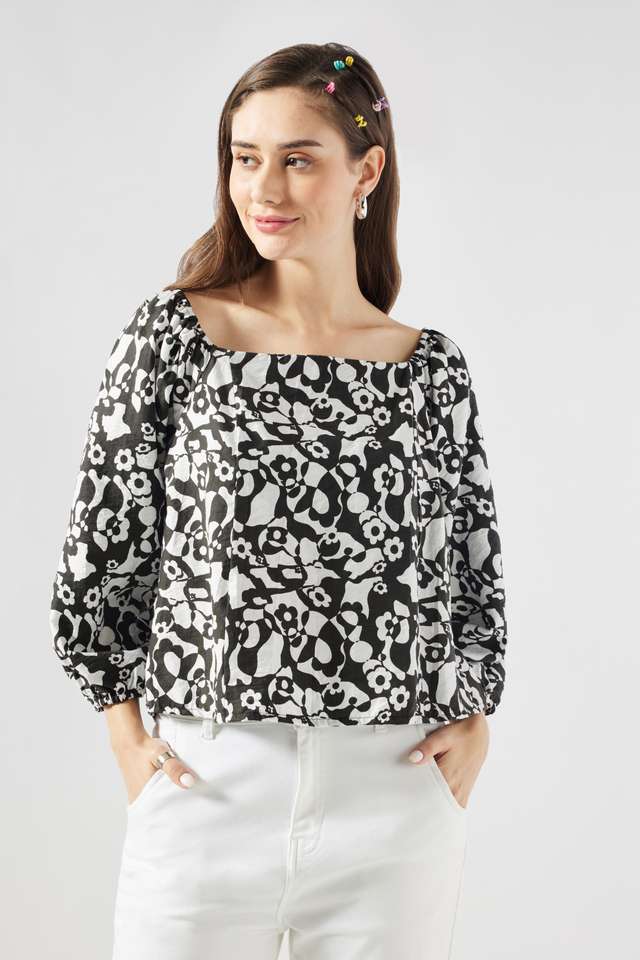 Printed-Viscose-Square-Neck-Women-s-Top