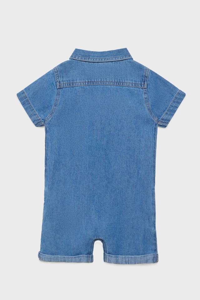 Solid-Denim-Knee-Length-Infant-Boys-Rompers