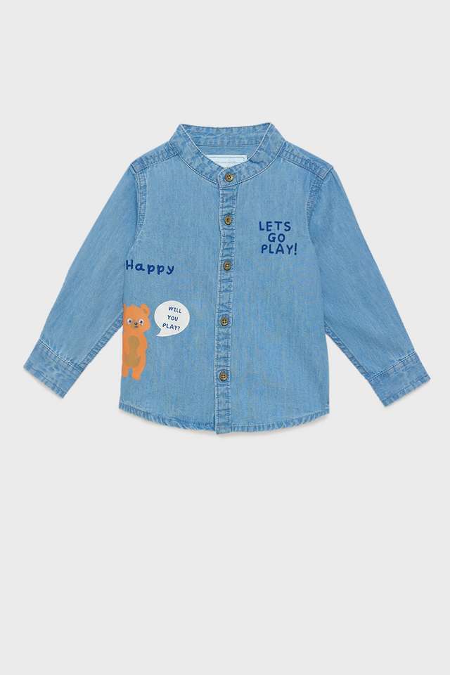 Graphic-Print-Denim-Collared-Infant-Boys-Shirt