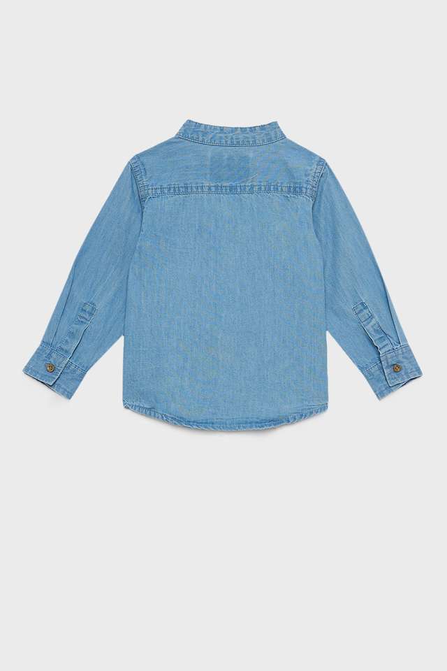 Graphic-Print-Denim-Collared-Infant-Boys-Shirt