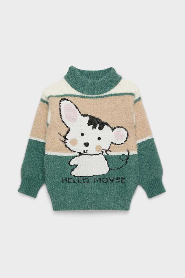 Printed-Blended-Fabric-High-Neck-Infant-Boys-Sweater
