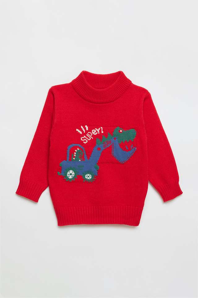 Printed-Blended-Fabric-High-Neck-Infant-Boys-Sweater