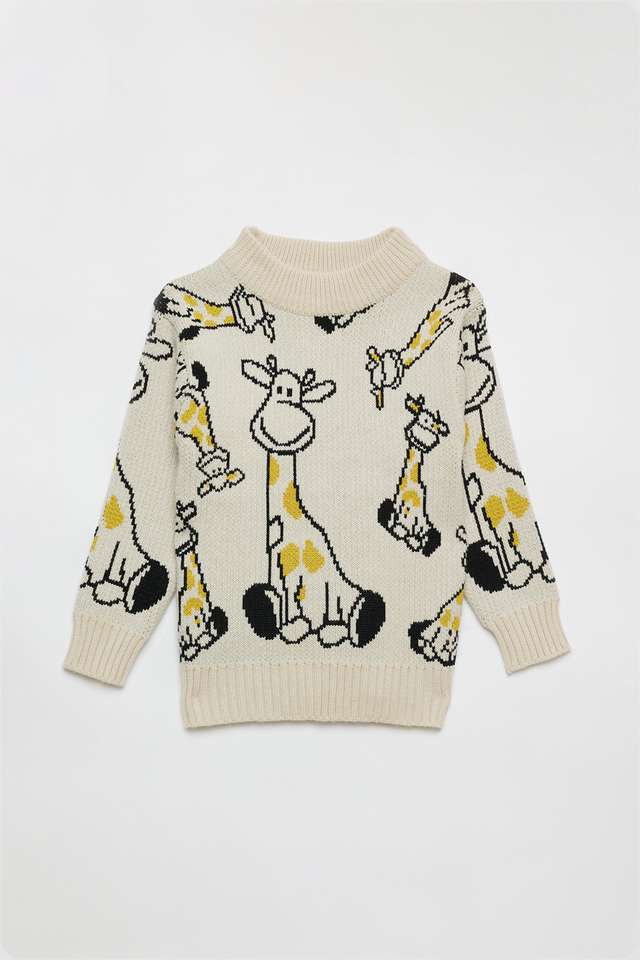 Graphic-Print-Blended-Fabric-Turtle-Neck-Boys-Sweater