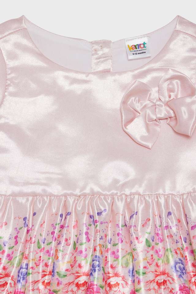 Printed-Satin-Round-Neck-Infant-Girls-Casual-Wear-Dress