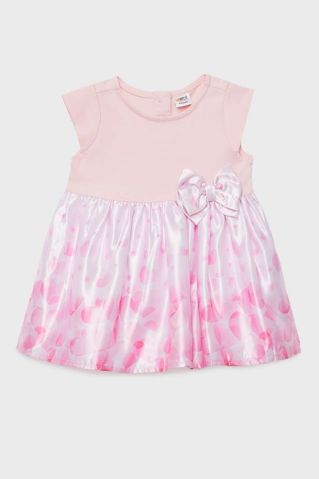 Printed-Satin-Round-Neck-Infant-Girls-Casual-Wear-Dress