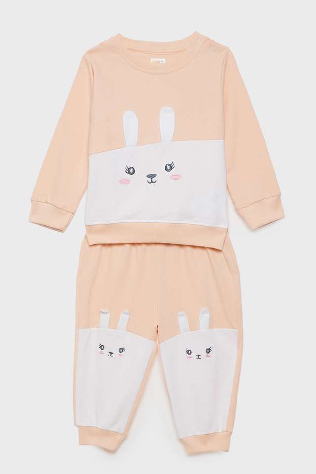 Solid-Cotton-Regular-Fit-Infant-Girls-Co-Ord-Set