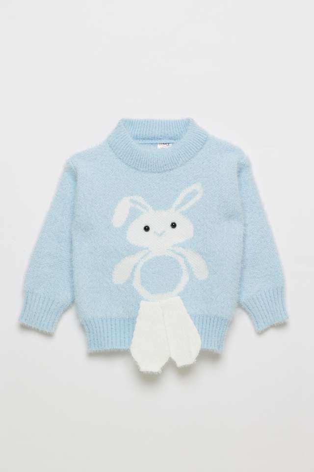 Printed-Blended-Fabric-Round-Neck-Infant-Girls-Sweater