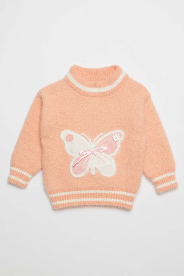 Embellished-Blended-Fabric-High-Neck-Girls-Sweater