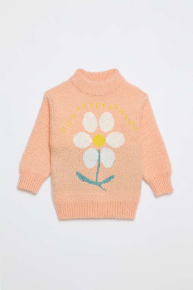 Printed-Blended-Fabric-Round-Neck-Girls-Sweater