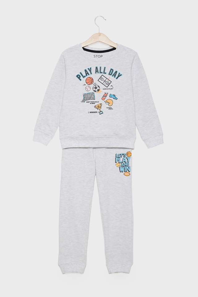 Graphic-Print-Blended-Fabric-Round-Neck-Boys-Co-Ord-Set