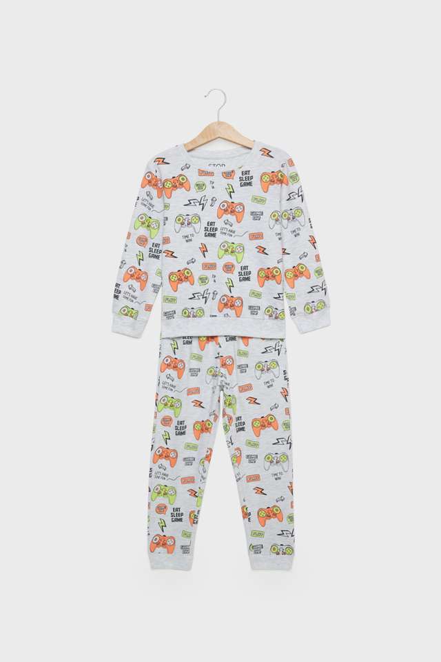 Printed-Blended-Fabric-Round-Neck-Boys-Co-Ord-Set