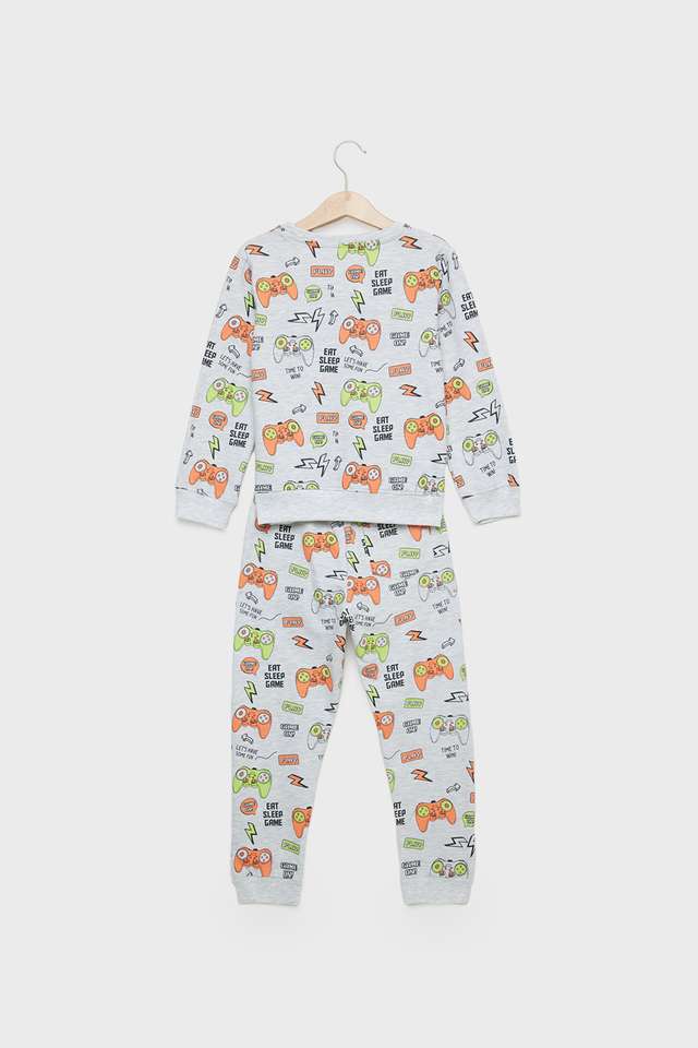 Printed-Blended-Fabric-Round-Neck-Boys-Co-Ord-Set
