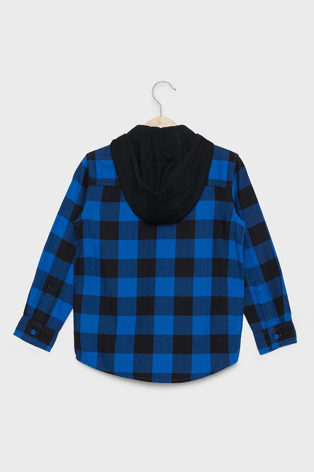 Checks-Cotton-Hooded-Boys-Shirt