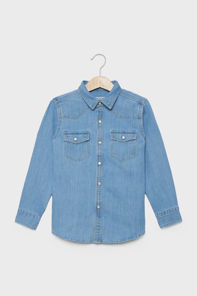 Solid-Denim-Collared-Boys-Shirt