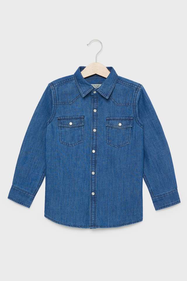 Solid-Denim-Collared-Boys-Shirt