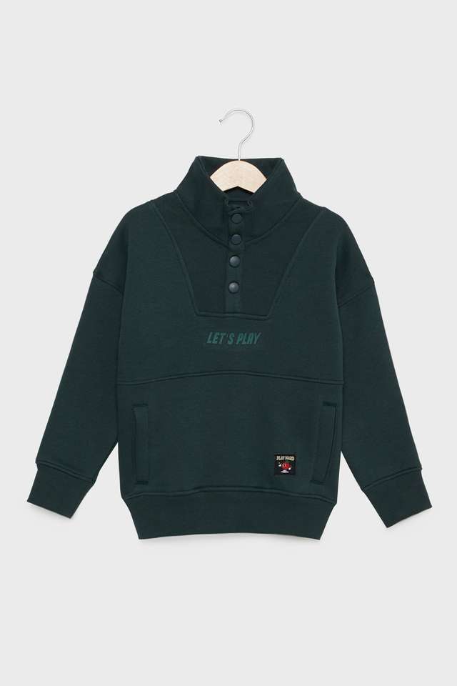 Solid-Blended-Fabric-High-Neck-Boys-Sweatshirt