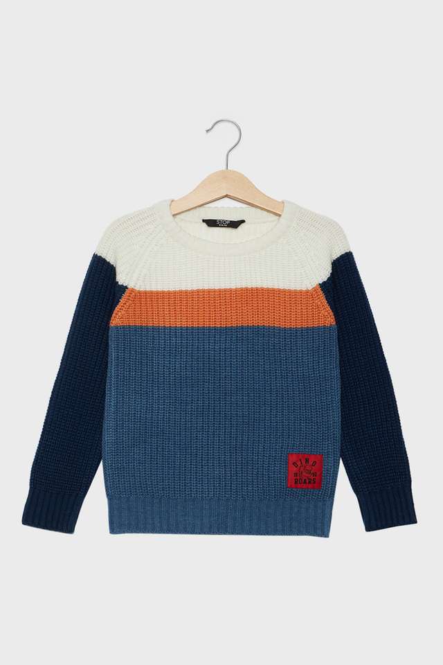 Color-Block-Cotton-Round-Neck-Boys-Sweater
