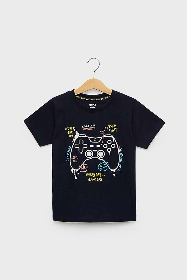 Graphic-Print-Cotton-Round-Neck-Boys-T-Shirt