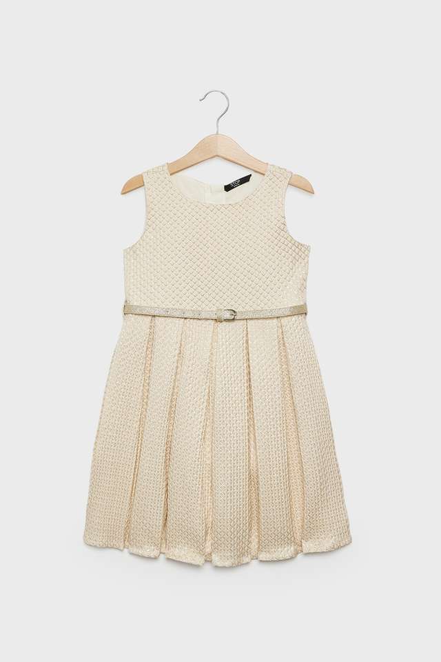 Jacquard-Polyester-Round-Neck-Girls-Dress