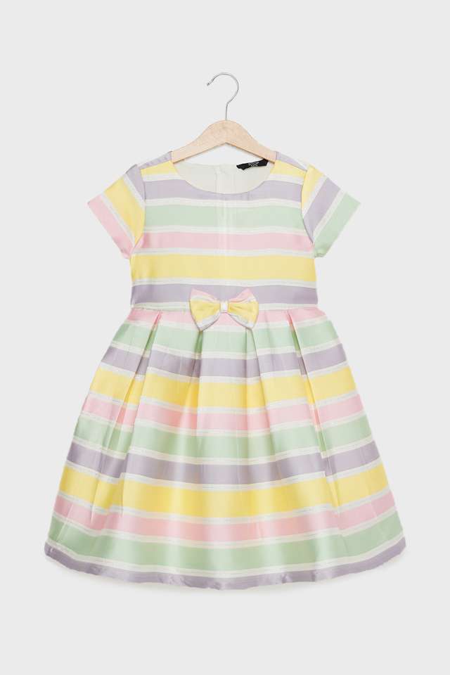 Jacquard-Polyester-Round-Neck-Girls-Dress