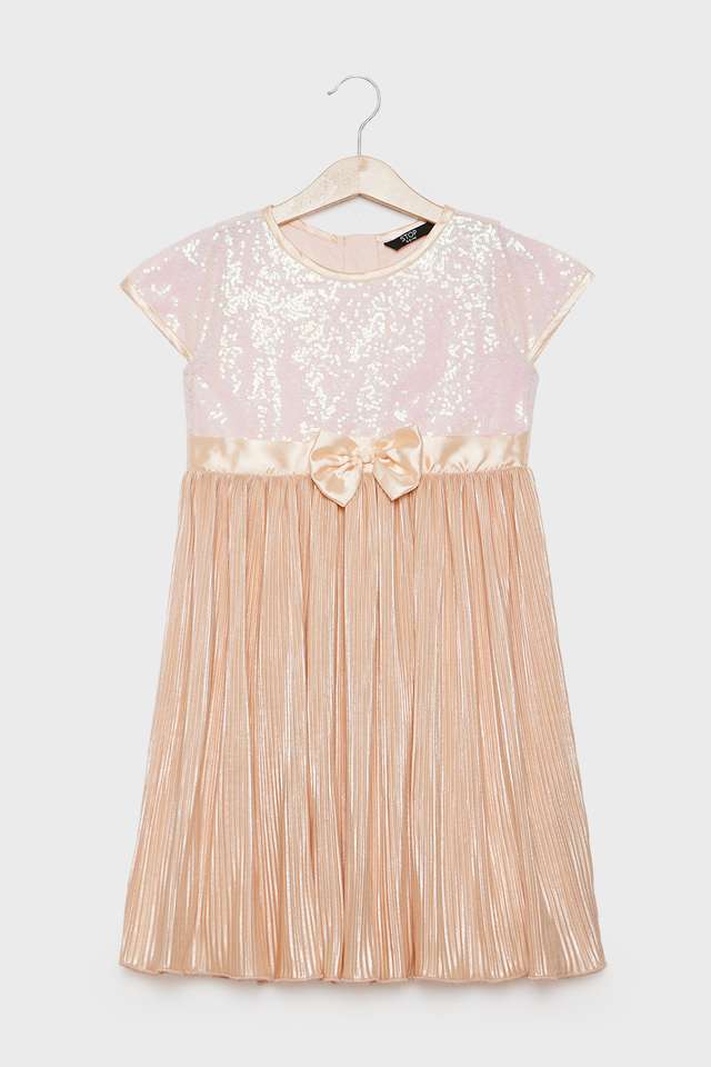 Embellished-Polyester-Round-Neck-Girls-Dress