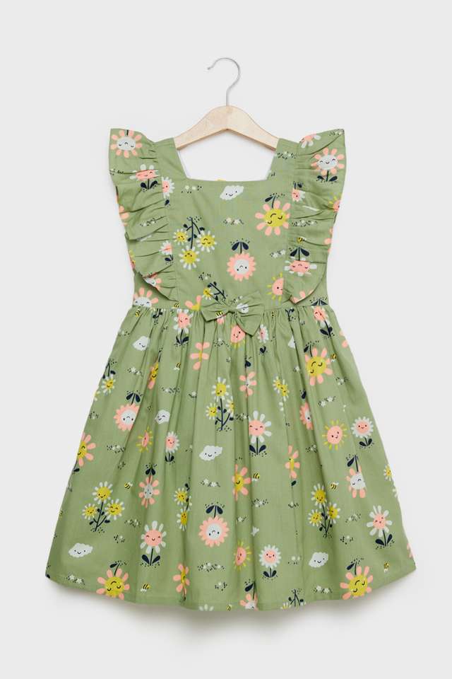 Printed-Cotton-Round-Neck-Girls-Dress