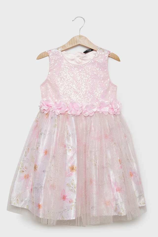 Embellished-Polyester-Round-Neck-Girls-Dress