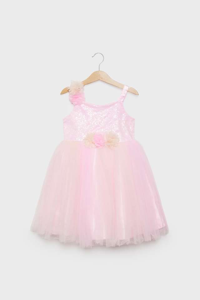 Embellished-Polyester-Round-Neck-Girls-Dress