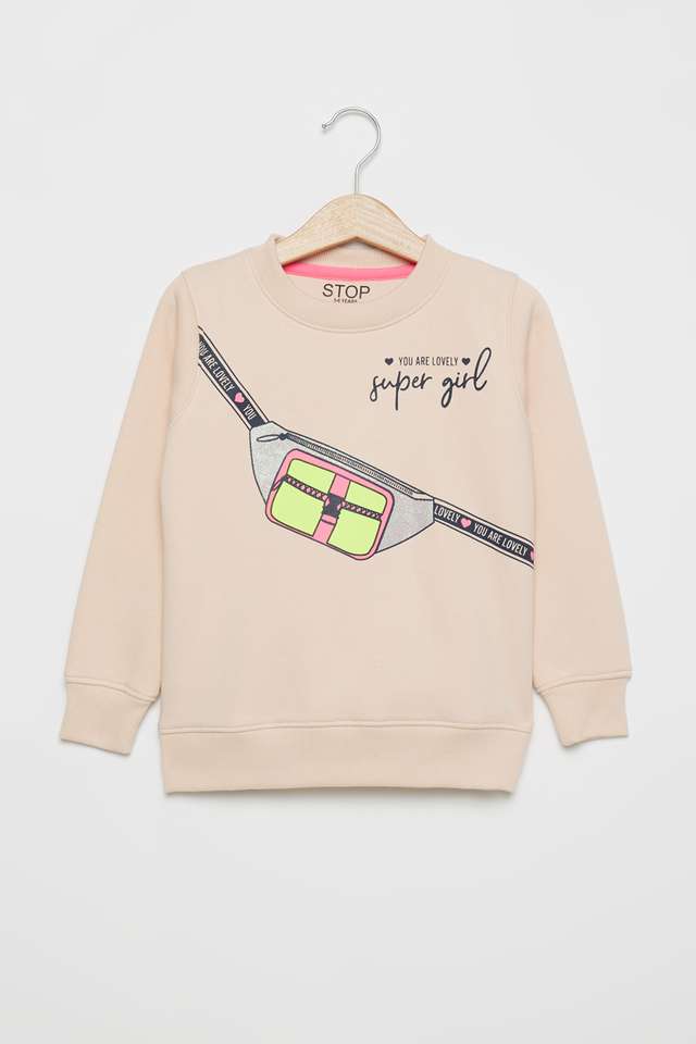 Graphic-Print-Blended-Fabric-Round-Neck-Girls-Sweatshirt