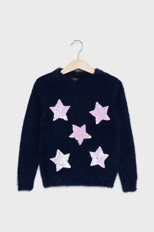 Sequinned-Nylon-Round-Neck-Girls-Sweater