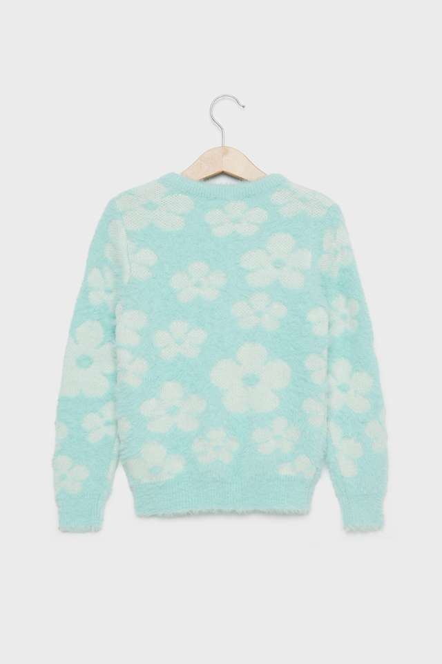 Jacquard-Nylon-Round-Neck-Girls-Sweater