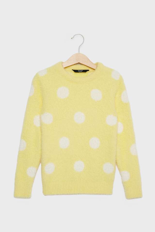 Polka-Dots-Nylon-Round-Neck-Girls-Sweater