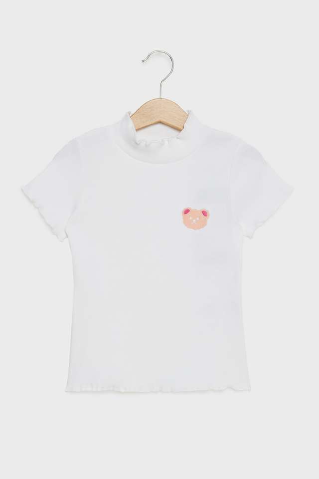 Solid-Blended-Fabric-Regular-Fit-Girls-T-Shirt