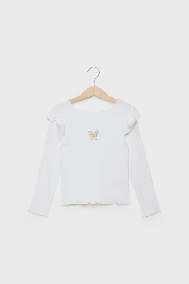 Solid-Cotton-Blend-Round-Neck-Girls-Top