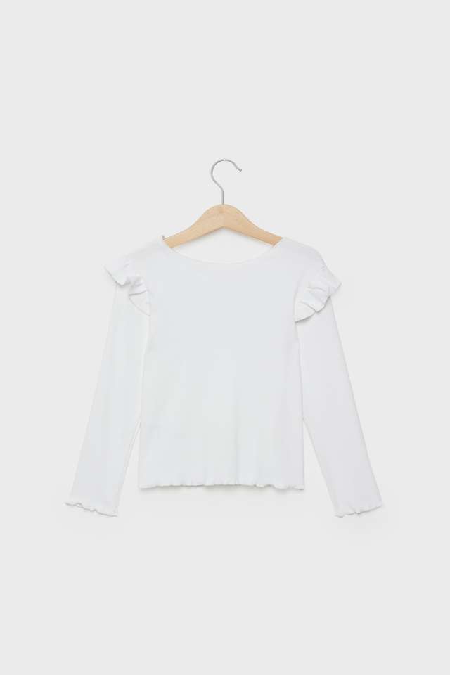 Solid-Cotton-Blend-Round-Neck-Girls-Top