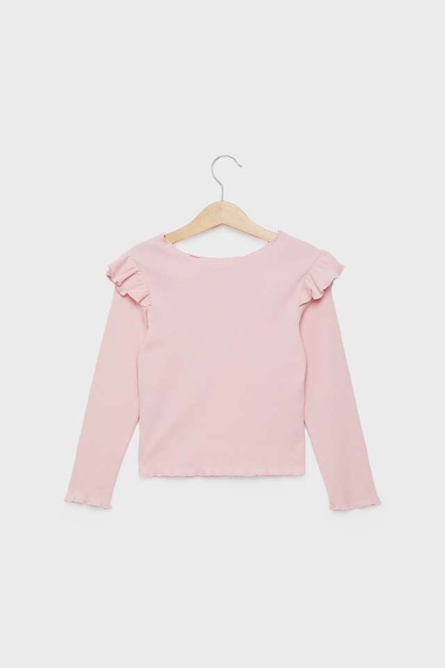 Solid-Cotton-Blend-Round-Neck-Girls-Top
