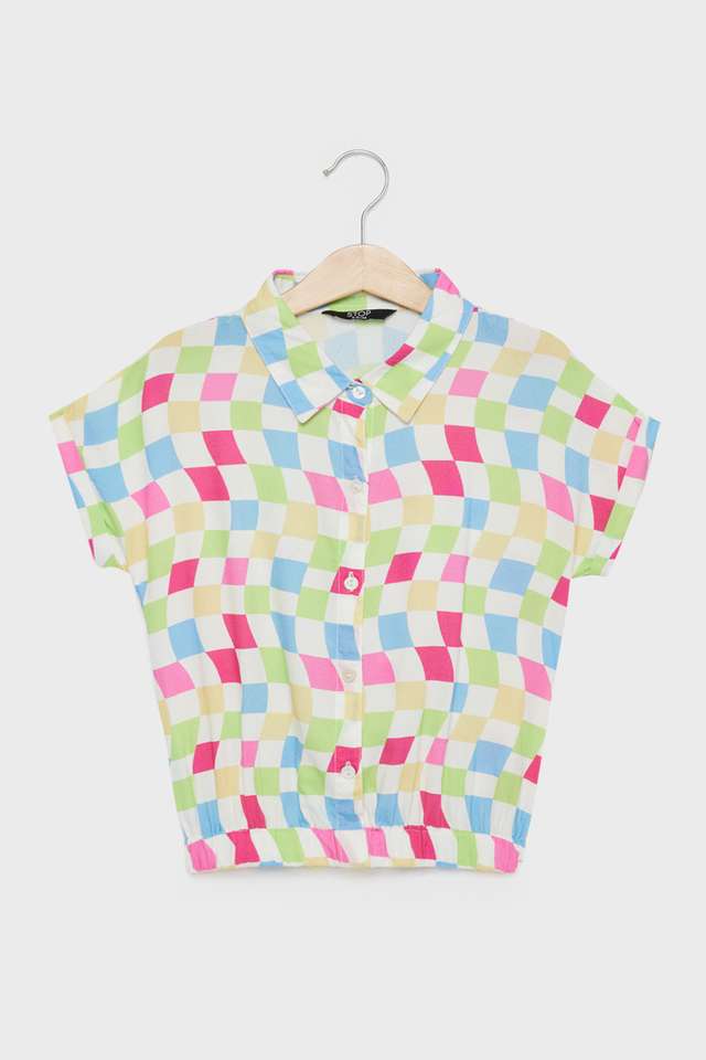 Printed-Rayon-Collared-Girls-Top
