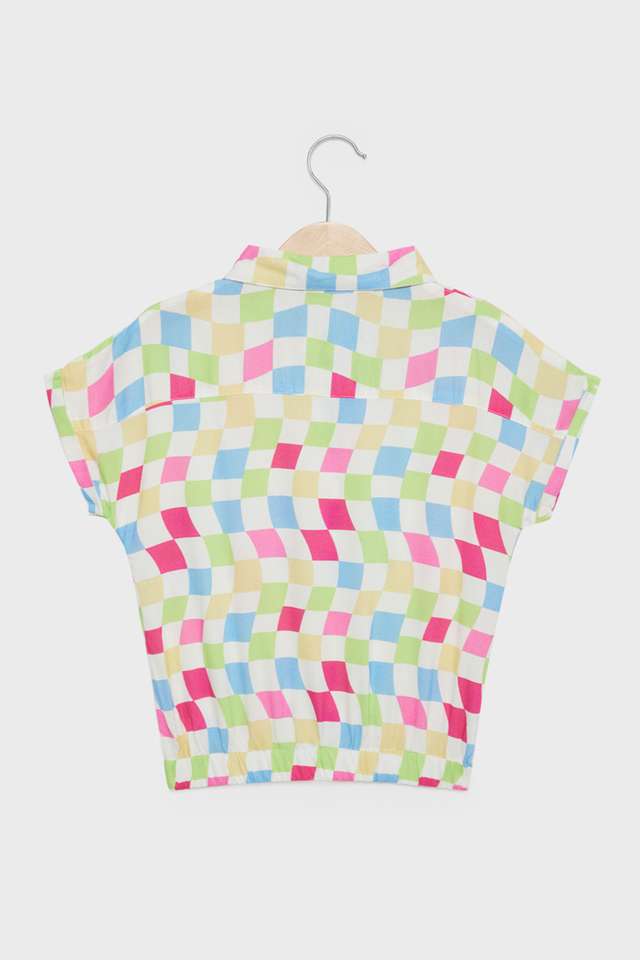 Printed-Rayon-Collared-Girls-Top